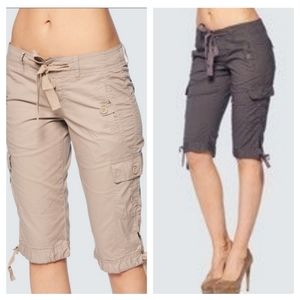 Angel Kiss Cargo Light Weight Comfy Bermuda Shorts Drawstring Tie Waist Pockets